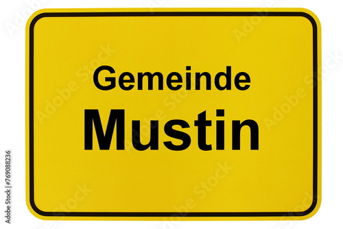 Illustration eines Ortsschildes der Gemeinde Mustin in Mecklenburg-Vorpommern