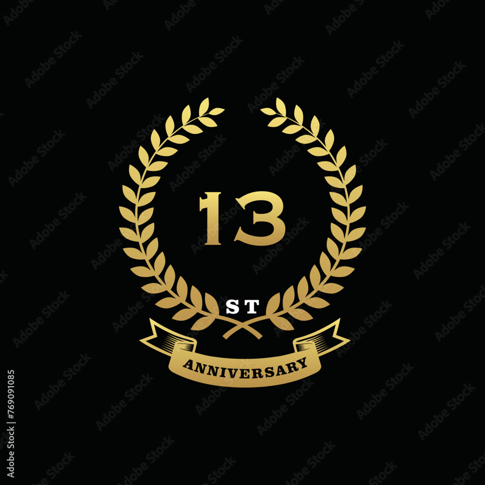 Fototapeta premium 13 th anniversary logo gold