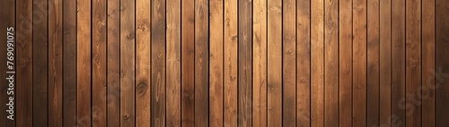 A photo of an earthy wood-colored wooden fence with slats, showcasing the natural grain and texture