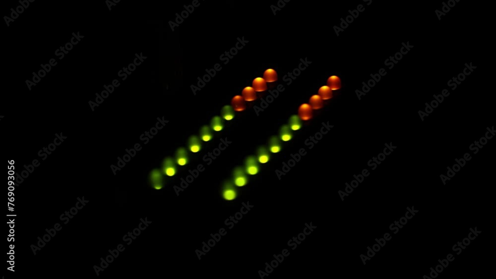 Vummeter, picometer, green and yellow mixing console Vummeter, picometer, green and yellow mixing console