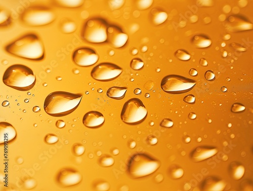 water droplets on all gold matte background with copy space and blank pattern for text or photo backgrdrop