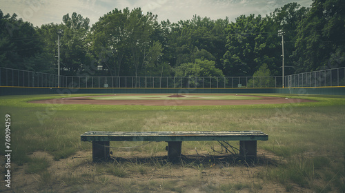Bench Placed on Baseball Field photo