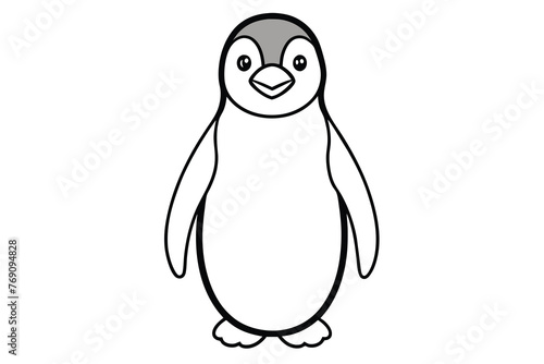 penguin line art illustration vector