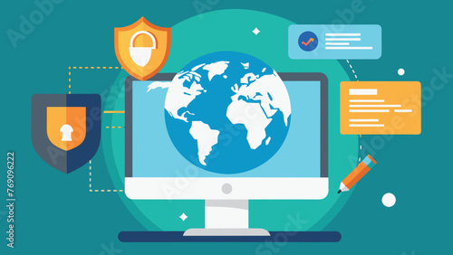 An image of a computer screen with a globe in the background representing the importance of digital rights and antipiracy measures for