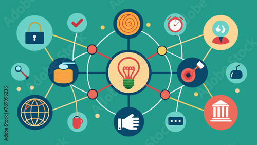A tangled web with symbols of different forms of intellectual property representing the complexities and intricacies of intellectual property