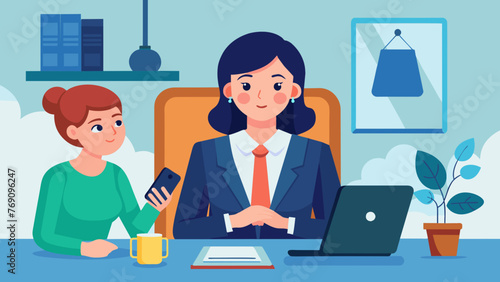 A young businesswoman sits at her desk phone in hand speaking with her legal counsel about a potential merger with another company.