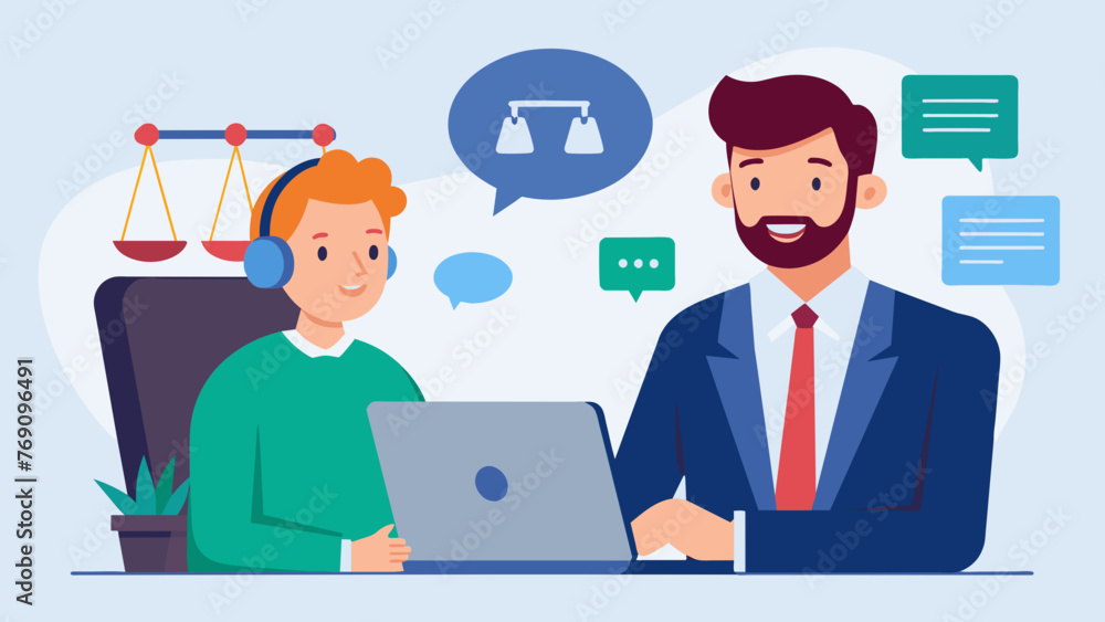 On a conference call a businessman discusses the companys product return policy with their legal counsel ensuring that all legal requirements On a conference call a businessman discusses the companys product return policy with their legal counsel ensuring that all legal requirements