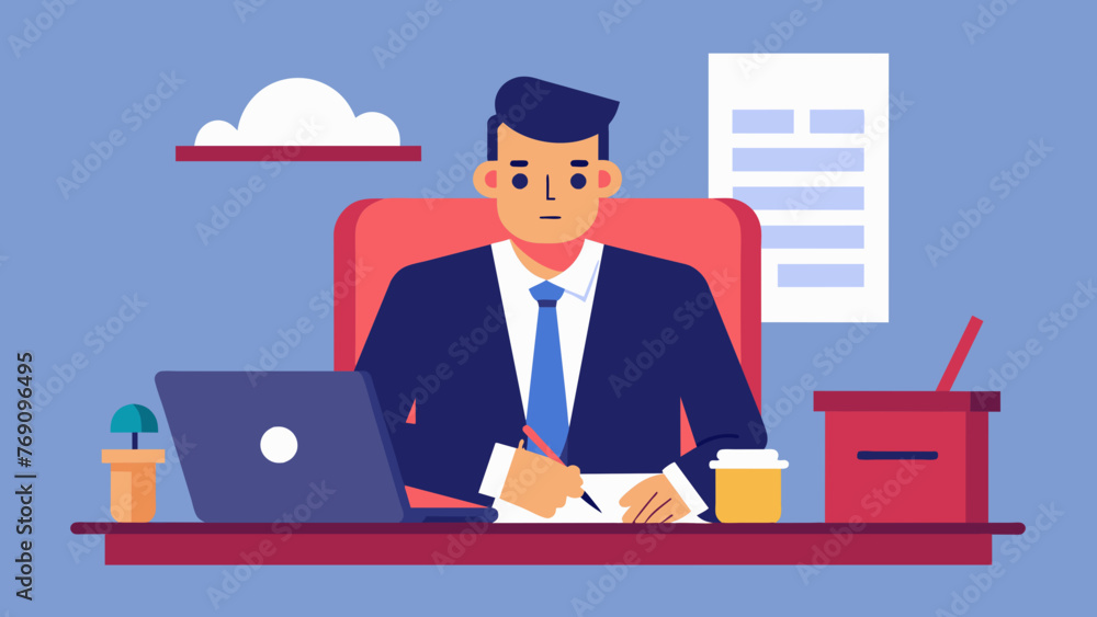 A bankruptcy trustee sits at a desk reviewing paperwork and financial documents related to a persons bankruptcy filing. A bankruptcy trustee sits at a desk reviewing paperwork and financial documents related to a persons bankruptcy filing.