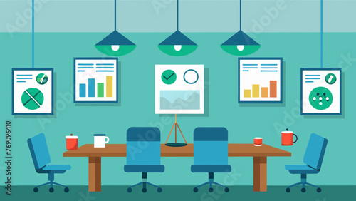 The conference room walls are covered in posters and diagrams outlining the legal ramifications of not complying with environmental