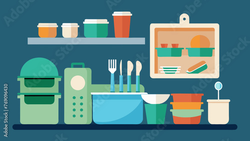 The office kitchen is stocked with reusable dishware and utensils rather than singleuse plastics in adherence with regulations promoting