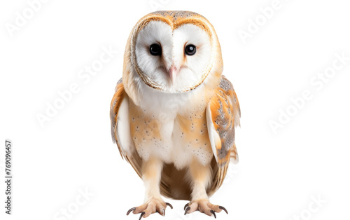 Majestic owl sitting gracefully on a pristine white surface