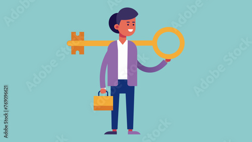 A person holding a key representing the power and responsibility of being designated as an exeor in a will.
