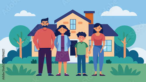 A photo of a family standing outside a house representing the peace of mind that comes with knowing their future is secure because of proper