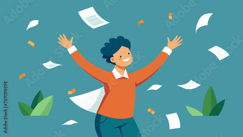An image of a person happily tossing away a pile of paper bills representing the feeling of relief and freedom from debt.