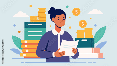A person holding a stack of money while being surrounded by various forms and documents representing the complexity of financial matters. The