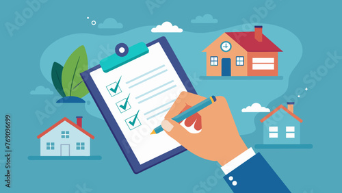 An image of a hand writing notes on a legal pad while looking at a copy of a propertys survey during a title search.