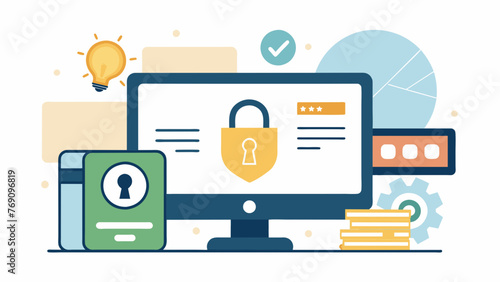 A computer screen with the words Intellectual Property Rights and a lock symbol to convey the idea of securing and safeguarding valuable ideas