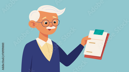 A senior citizen holds a brochure as a lawyer points to important clauses and explains the legal implications of signing a contract.