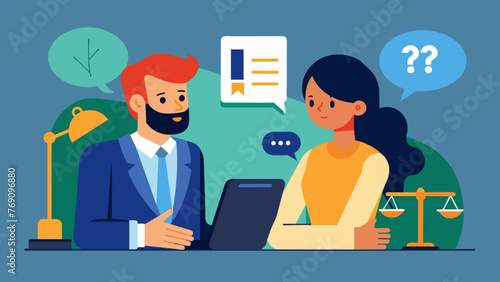 A person speaking to a lawyer or legal advisor about their options for negotiating in a small claims court case.