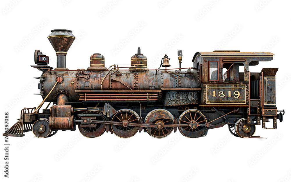 Vintage train isolated on white or transparent background