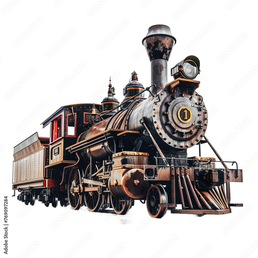 Naklejka premium Vintage train isolated on white or transparent background