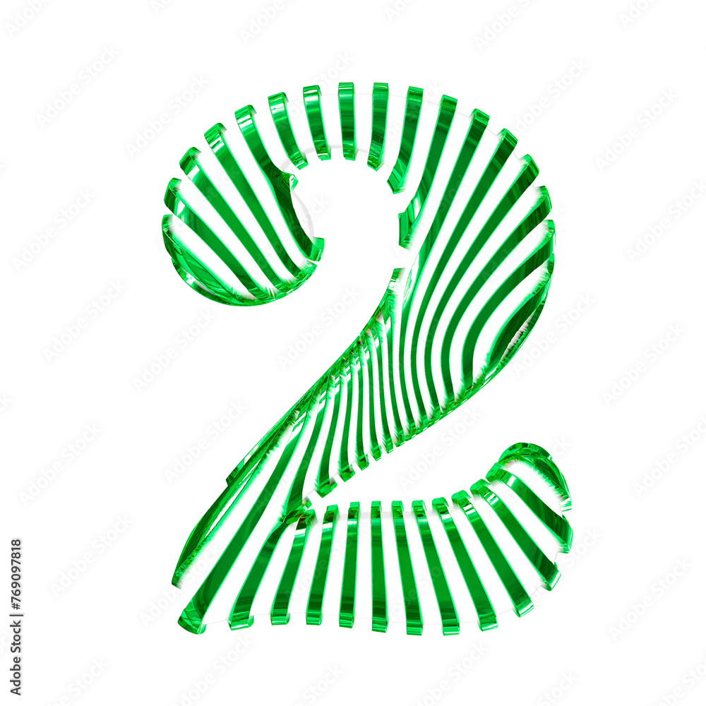 White symbol with green vertical ultra-thin straps. number 2 White symbol with green vertical ultra-thin straps. number 2