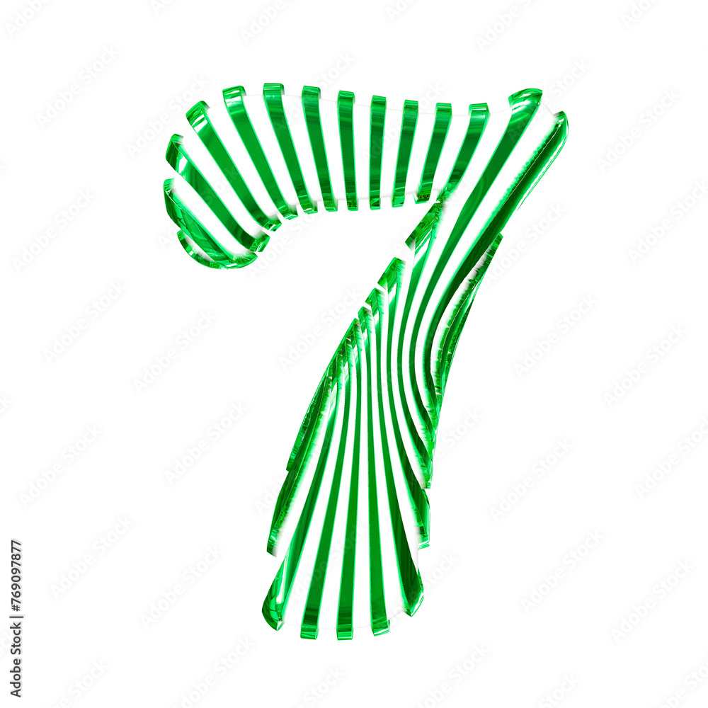 White symbol with green vertical ultra-thin straps. number 7 White symbol with green vertical ultra-thin straps. number 7
