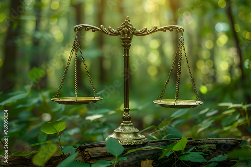 Environmental law, scales in a forest