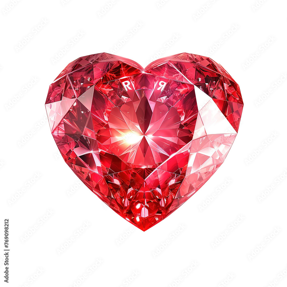 Valentines day with heart diamond isolated on white or transparent background