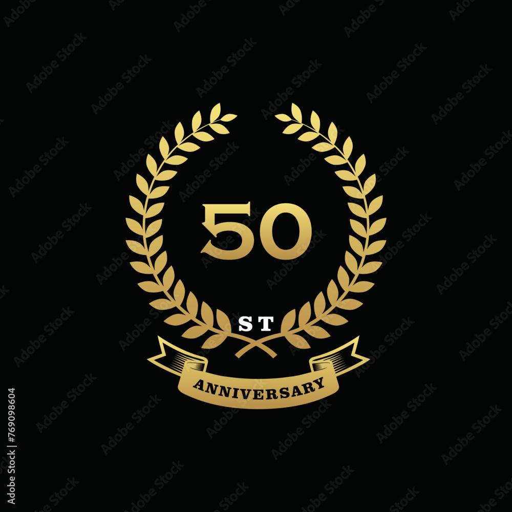Naklejka premium 50 th anniversary logo gold