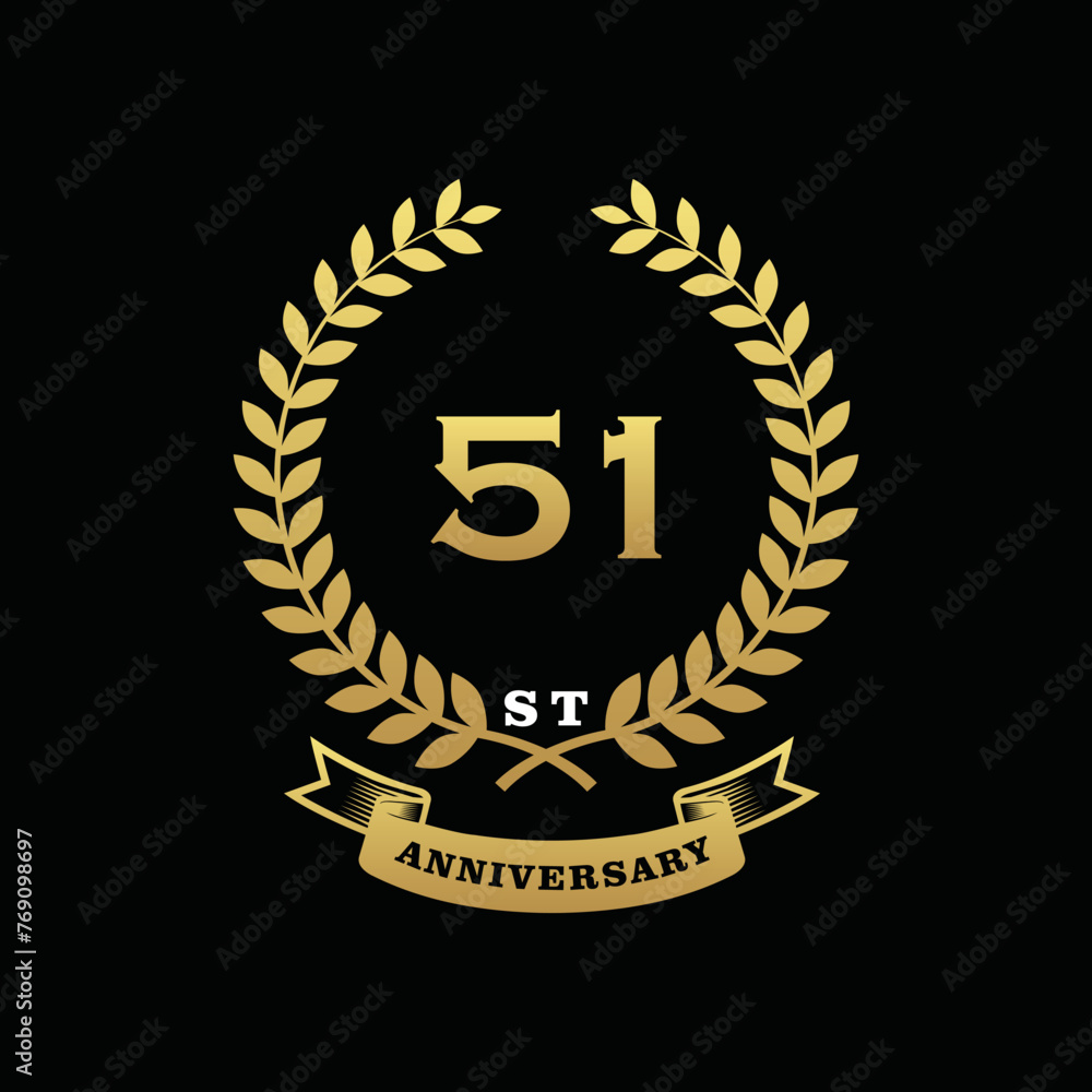 Fototapeta premium 51 th anniversary logo gold