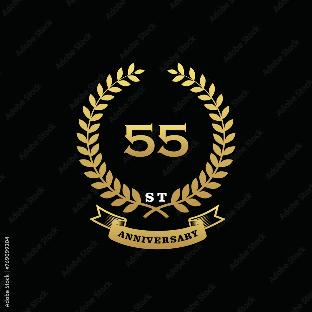 Naklejka premium 55 th anniversary logo gold