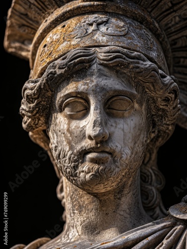 Close-up of an Ancient Sculpture's Face