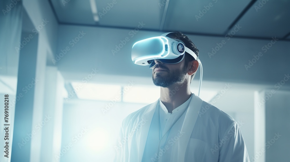 Doctor Wearing Virtual Reality Uses AI Robots for Advanced Medical Procedures
Doctor Wearing Virtual Reality Uses AI Robots for Advanced Medical Procedures