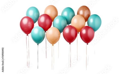 A vibrant bunch of balloons gracefully soaring through the air