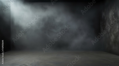 Empty Dark Abstract Cement Wall and Studio Room  