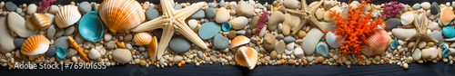 Top-Down Shot of Beach Sand  Sea Stones  and Shells