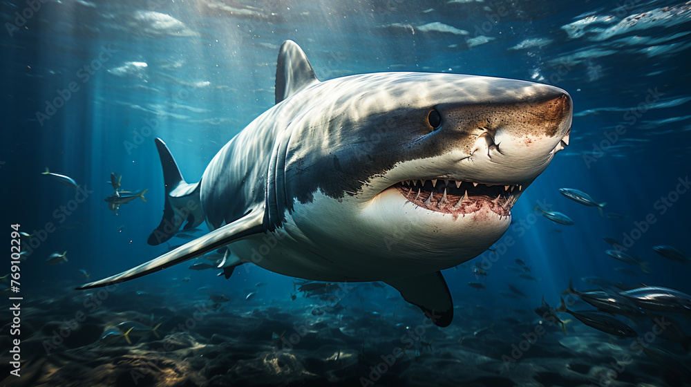 Naklejka premium a majestic shark underwater