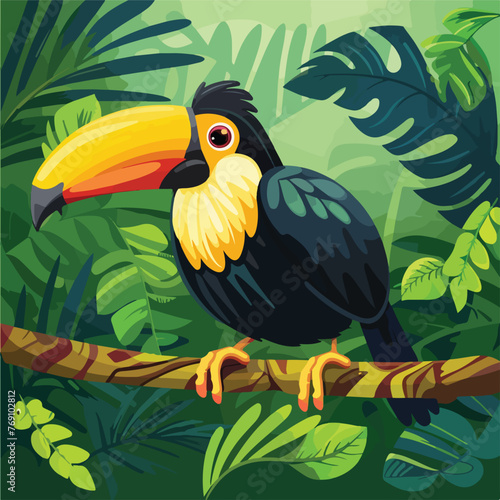 Exotic natural bird cartoon vector illustration 