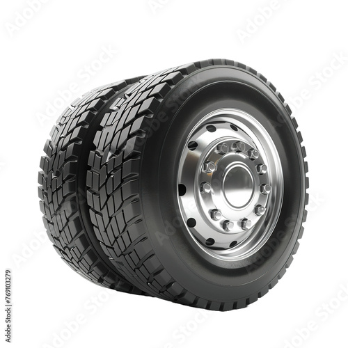 Truck wheel isolated on white or transparent background
