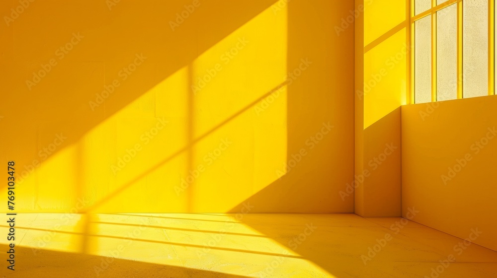 Obraz premium Background image, simple yellow wallpaper, window shadow play