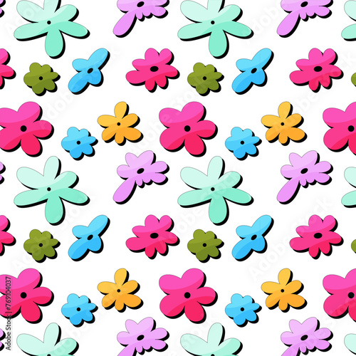 Vintage floral vector patterns reminiscent of the 90s era. Vibrant colors and intricate flower designs