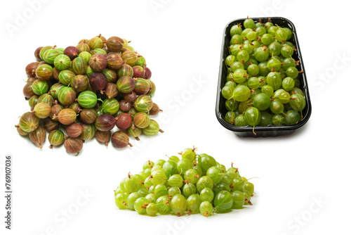 A group of gooseberries isolated on a white background.