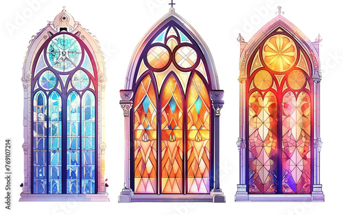 Resurrecting the Gothic Grandeur of Stained Glass isolated on white or transparent background