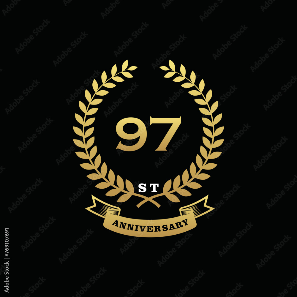 Naklejka premium 97 th anniversary logo gold