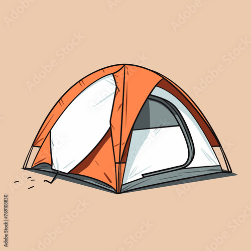 tent on a white background with reflection