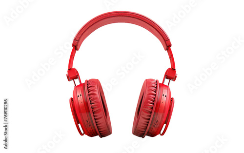 Red wireless headphones isolated on white or transparent background