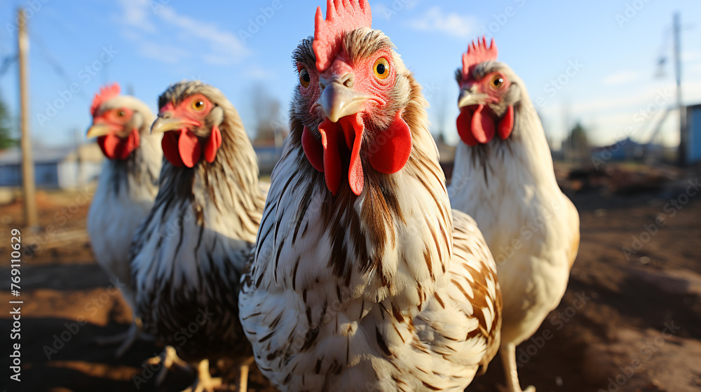 Naklejka premium Chickens on a farm