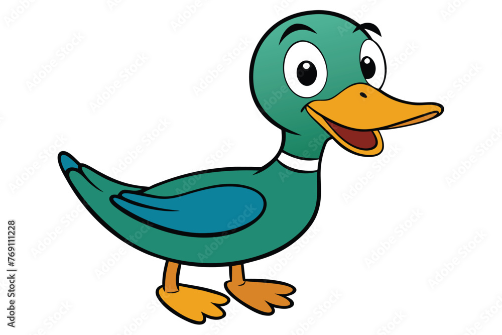 simple duck cartoon illustration vector Stock Vector | Adobe Stock