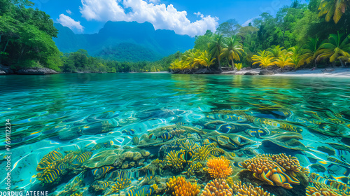 Crystal Lagoon Retreat. Exotic Underwater Beauty